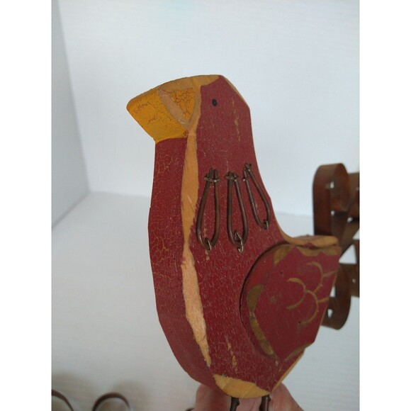 Wooden Metal Bird Statue Sculpture Folk Art Primitive Farm chicken decor - Picture 10 of 16